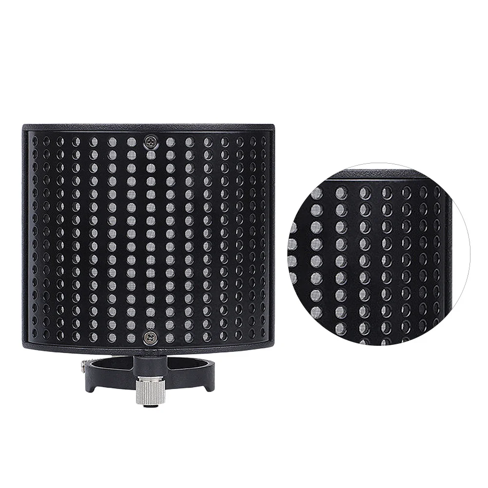 ميكروفون على شكل حرف U بطبقة مزدوجة للزجاج الأمامي لميكروفون 44-48 مم أسود مقاوم للضوضاء وتسجيل استوديو البث