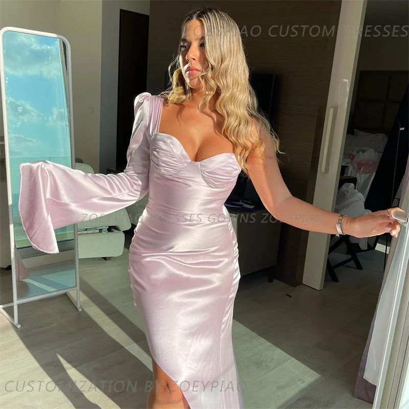 Light Pink One Long Sleeve Prom Dresses for Israeli Women Sweetheart Custom فساتين للحفلات الراقصة Celebrity Evening Gowns