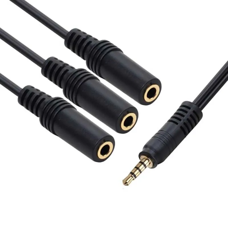 3.5mm 3 sposób Port Aux wielu słuchawki słuchawki Adapter ze splitterem Audio Jack 3.5mm piasty Splitter przedłużacz do przewodów 1 męski na 3 żeński