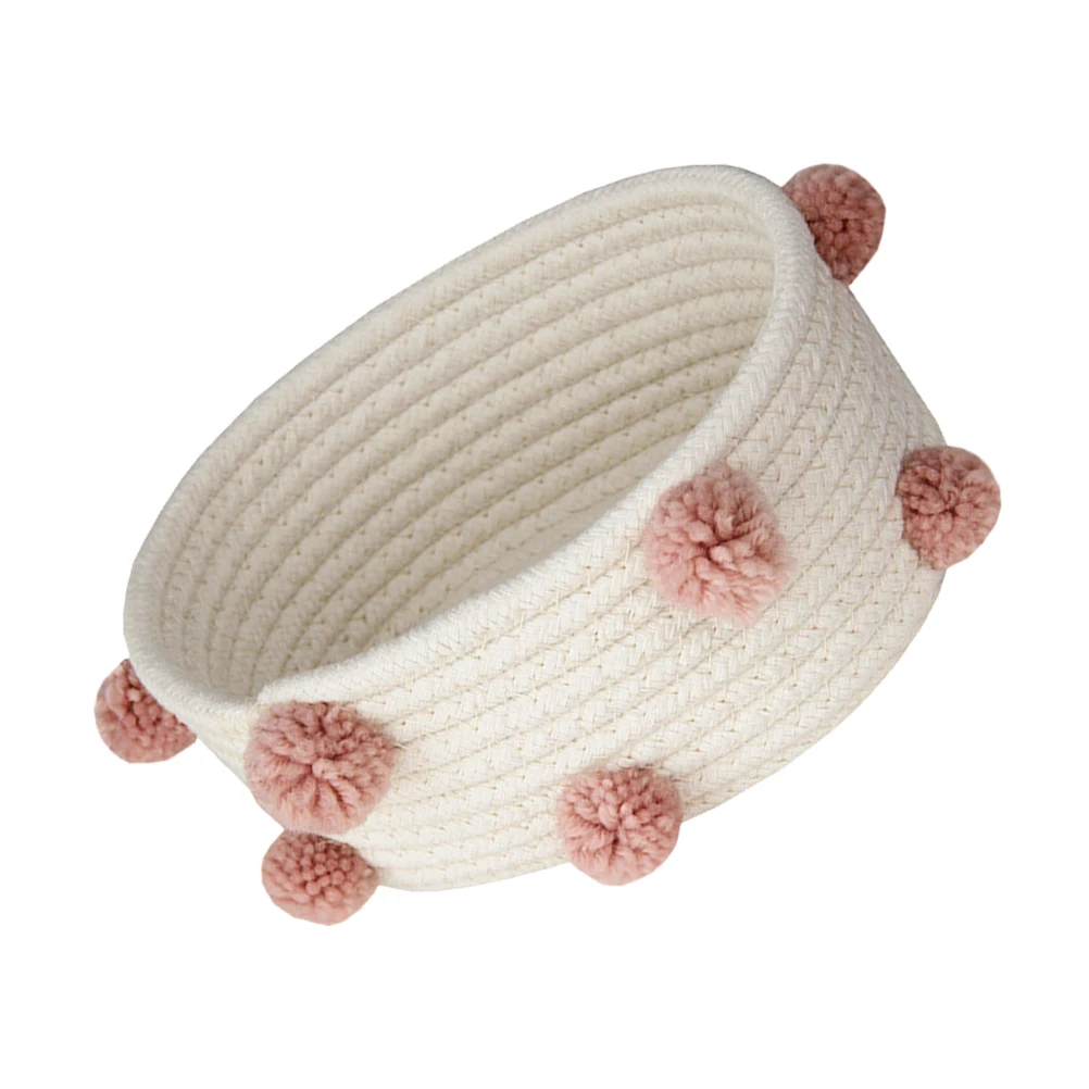 سلة تخزين منسوجة من القطن لحامل أشتات منظم ديكور المنزل وغرفة النوم والحمام وحاوية سطح المكتب #4