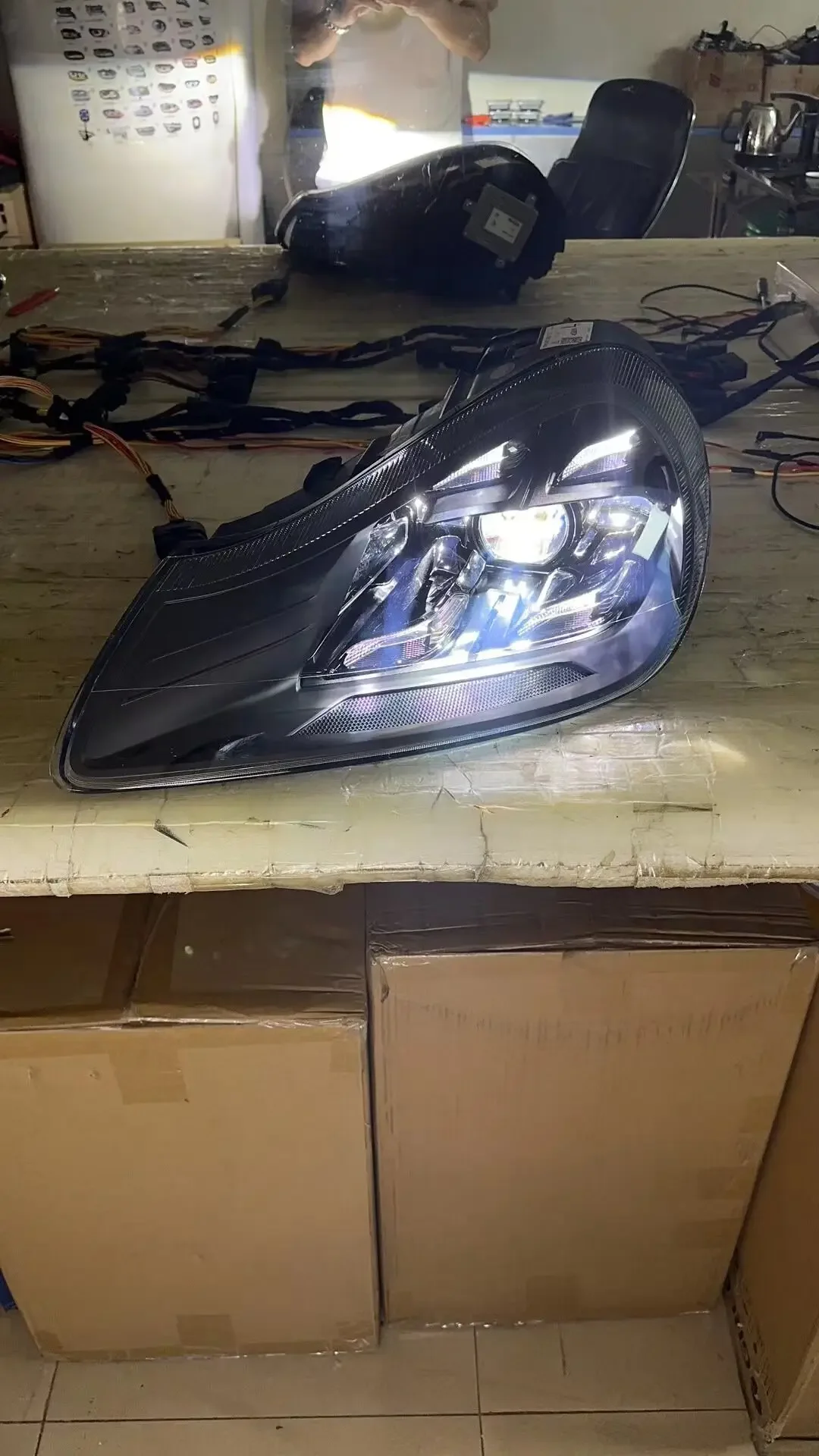 2008 Year LED Headlight For Porsche Led Angel Eyes Head Lamp