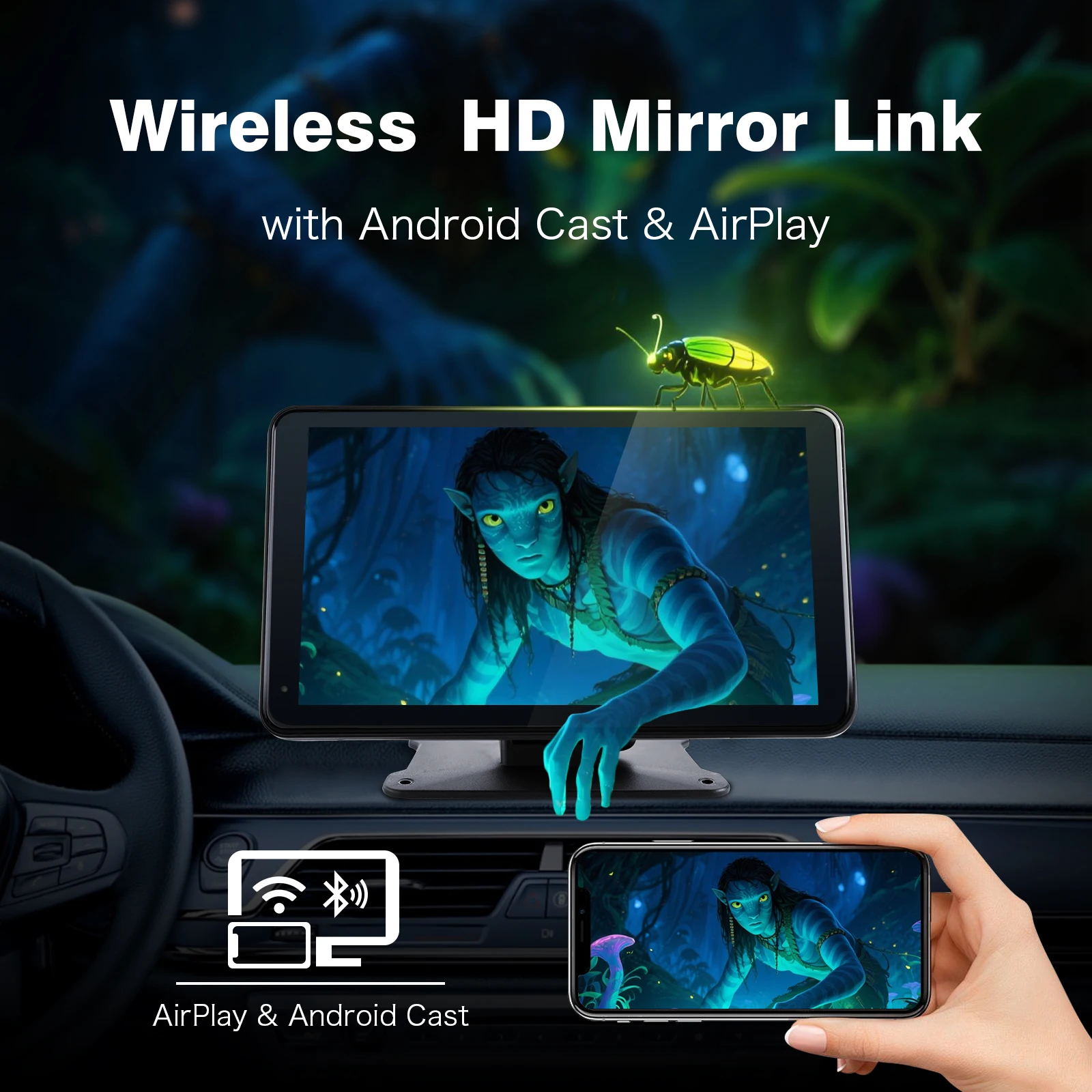 เครื่องเล่นวิทยุติดรถยนต์ Haudio Universal ขนาด 7 นิ้ว เครื่องเล่นมัลติมีเดีย รองรับ Wireless Carplay และ Android Auto เชื่อมต่อผ่าน BT AUX TF FM เครื่องเล่นสเตอริโอในรถยนต์
