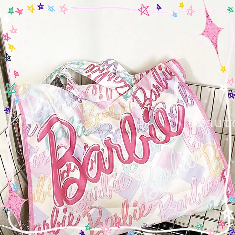 

Barbie canvas bag Kawaii high-capacity Shoulder Bags Commuting Students Book Storage Lovely Girls Gift Y2K Sweet Cool Stylish