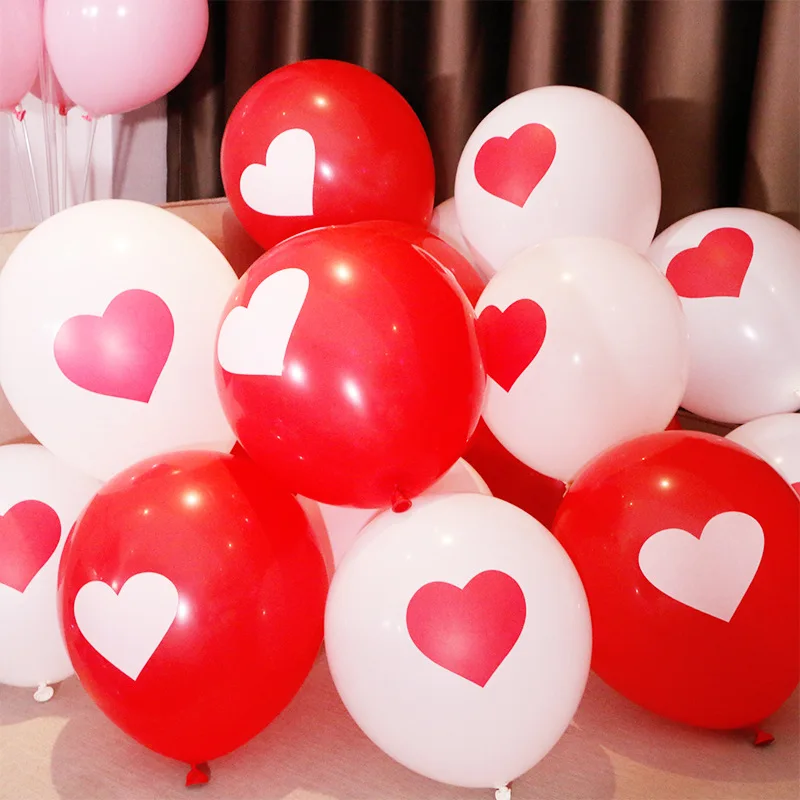 50/100Pcs 12inch Red White Love Heart Latex Balloons Anniversary Globos Balls for Valentine's Day Wedding Birthday Party Decor