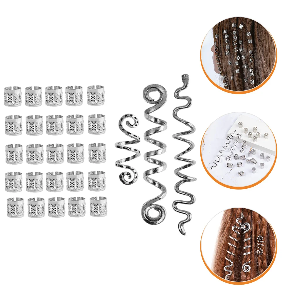 

28pcs Metal Hair Rings Smooth Alloy Dreadlock Accessories for Braids Jewelry Beginner Professional Wedding Party