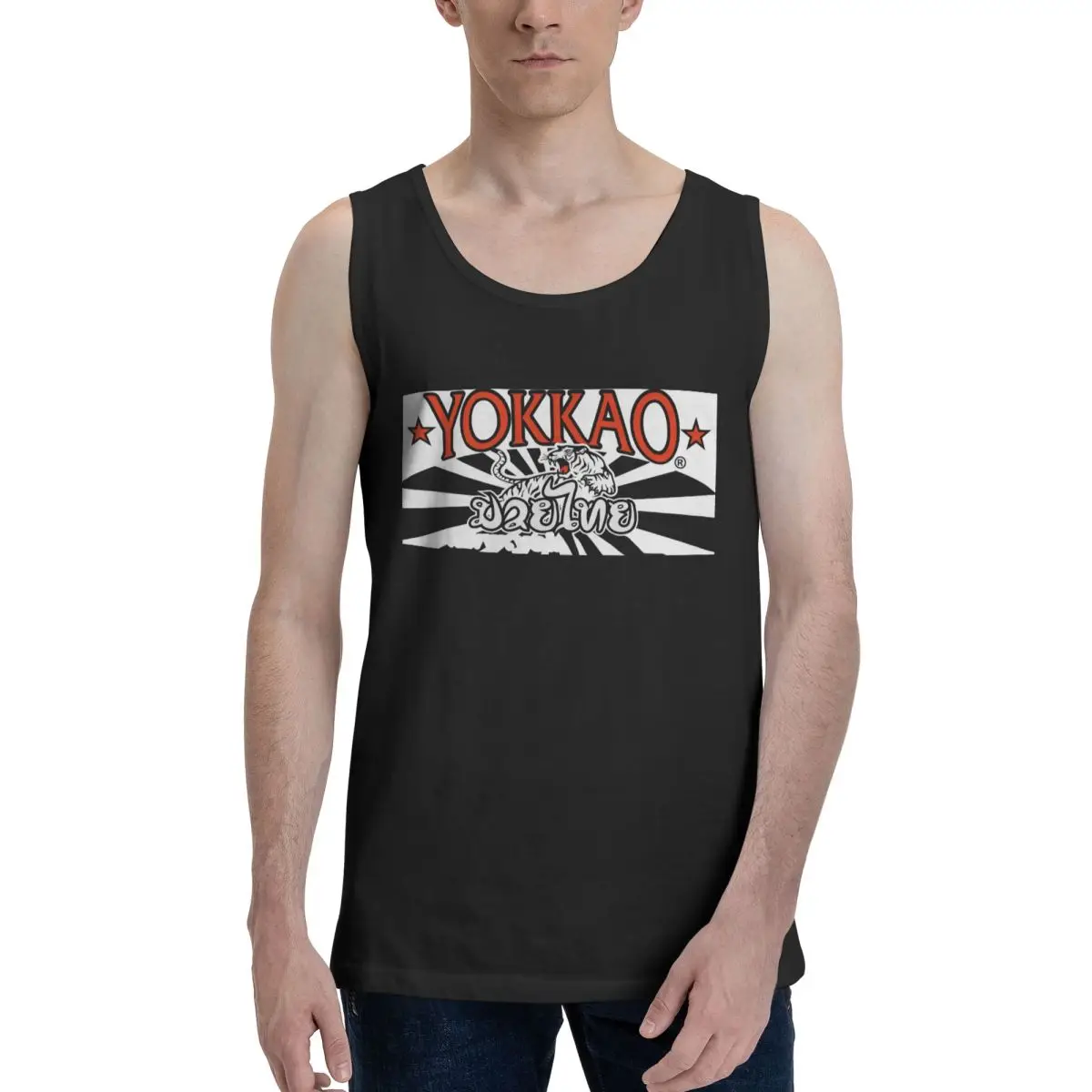 Yokkao Muay Thai Logo Sudadera 100% algodón para hombre, chaleco, ropa sin mangas, camisetas, camisetas sin mangas para hombre, camiseta