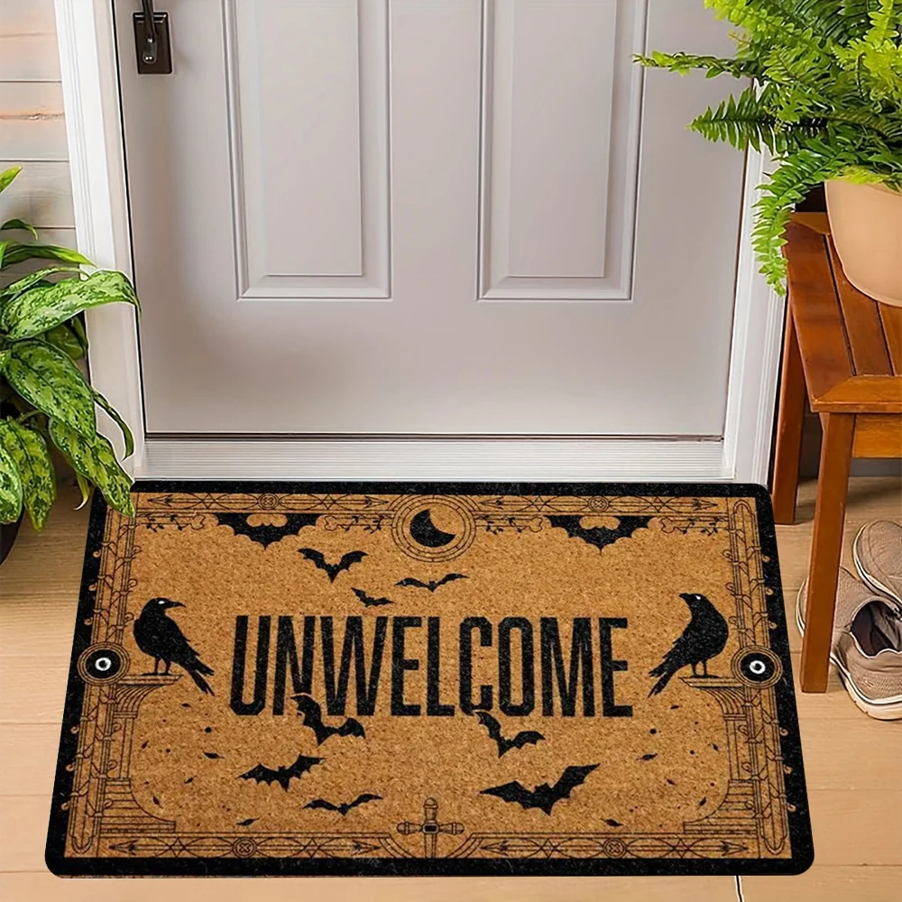 1 قطعة Hallowmas "UNWELCOME" القوطية نمط ترحيب البساط ممسحة غرفة المعيشة غرفة نوم مدخل باب الكلمة حصيرة المدخل الفناء الخلفي FootMat