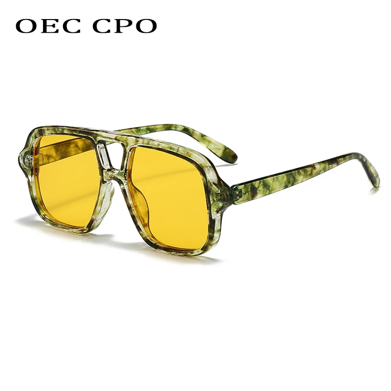 

OEC CPO Square Double Bridges Fashion Sunglasses Men Women Shades UV400 Punk Sun Glasses Female Trending Eyewear