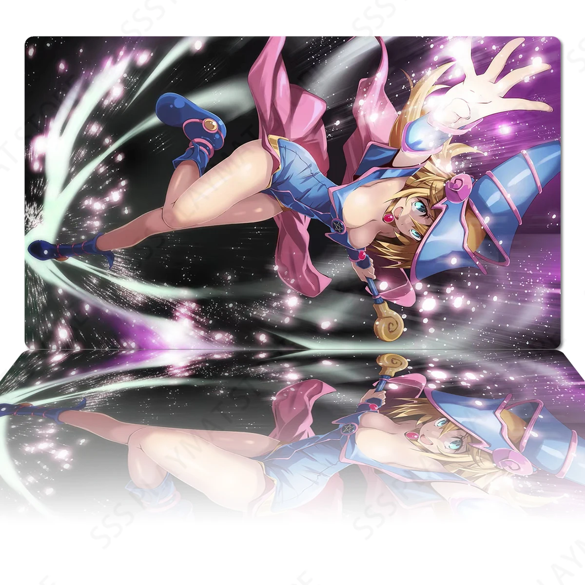 YuGiOh Dark Magician Girl Mat TCG CCG Board Game Playmat Trading Card Game Mat Custom Rubber Mouse Pad Anime Zones & Bag 60x35cm