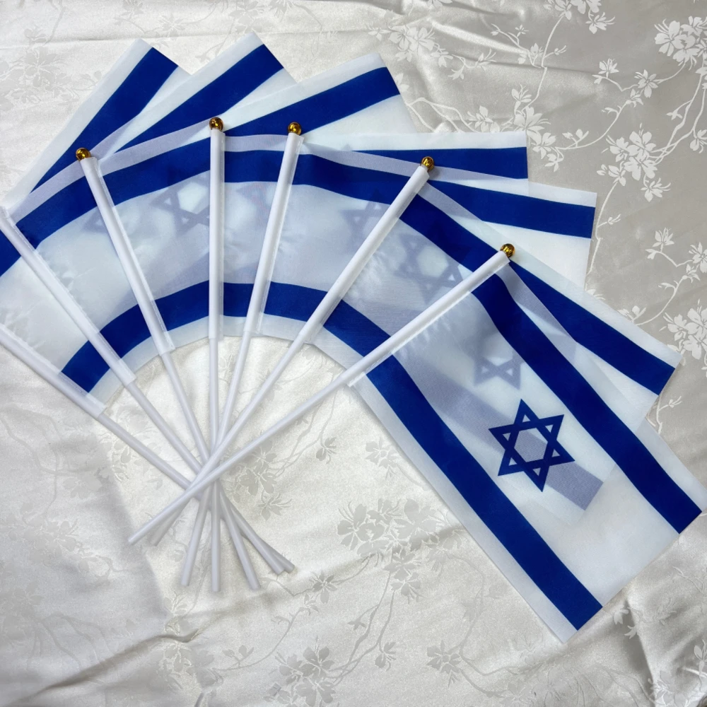 CZY israel Hand-waved Flag 14x21cm polyester ISR IL Israel Flag Festive Sports Party decoration