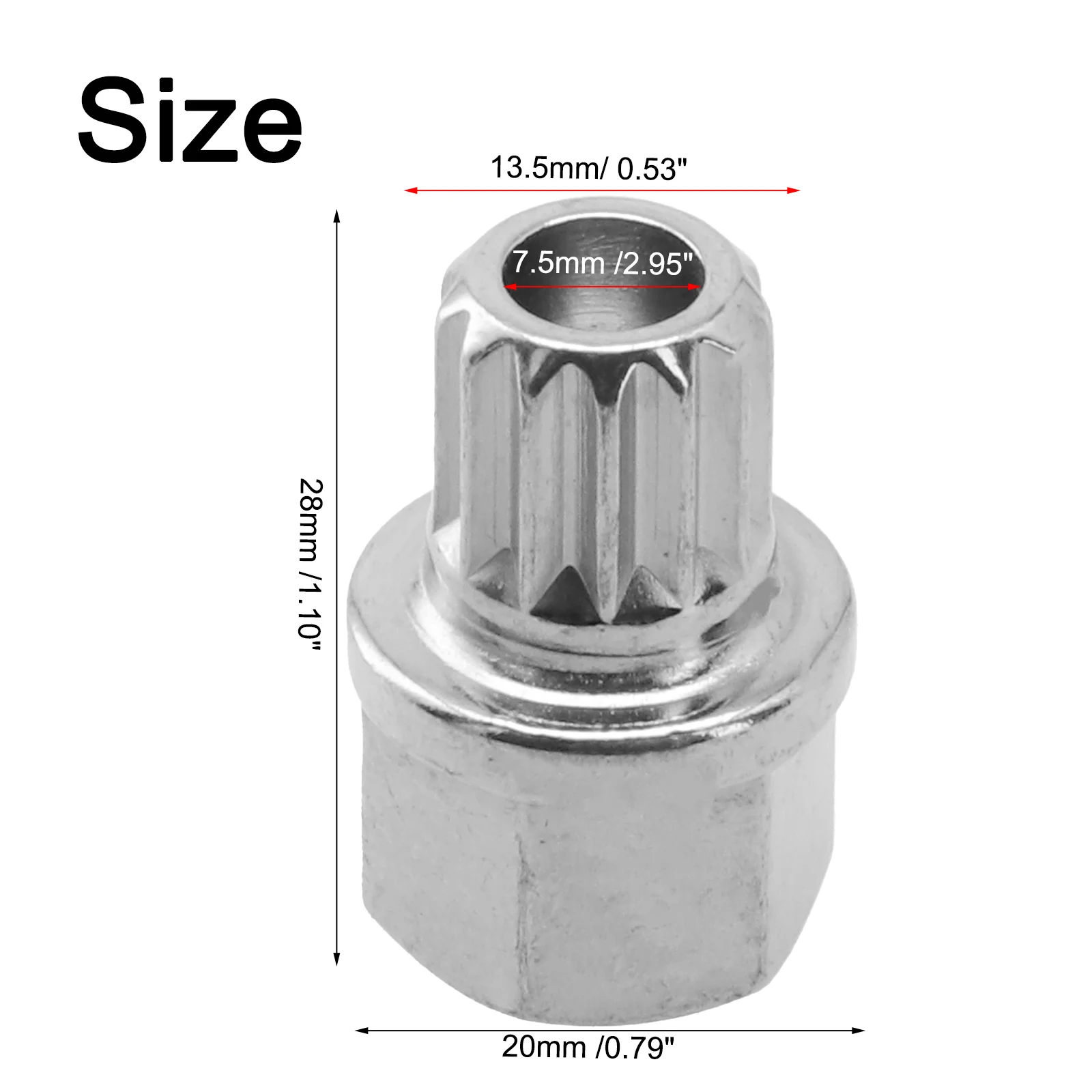 High Quality Wheel Lock Lug Nut Screw Removal Key 1PC 1x 20x28mm 30/13PT Accessory Anti Theft Car Part Rustproof