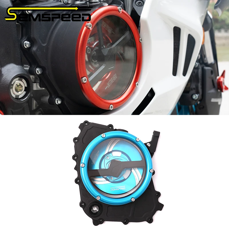 SEMSPEED CNC Aluminum Engine Clear Clutch Cover For CFMOTO 675NK 675SS 675SR-S NK675 675SR-S Motorcycle Accessories