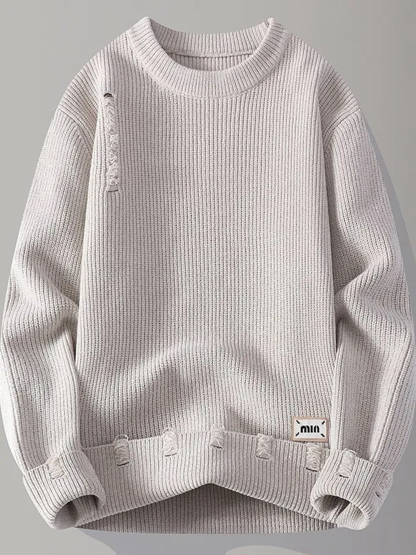 

Мужской повседневный вязаный свитер на осень-зиму, свободный крой, круглый вырез, теплый, из утолщенной шерстяной пряжи, базовый слой, универсальный, для студентов