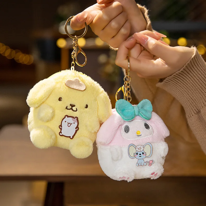 Sanrio Cute Coin Purse Kuromi My Melody Cinnamoroll Hello Kitty Plush Bag Package Pendant Lovely Anime Plushies Xmas Gifts