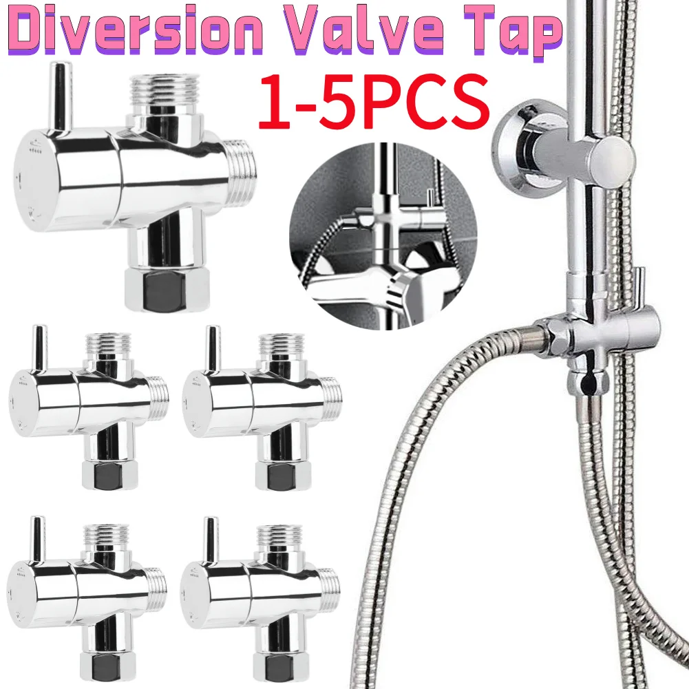 1-5Pcs Diversion Valve Tap Anti-scratch Shower Head Diverter Valve Corrosion Resistant 3-Way Shower Arm Diverter Bathroom Parts