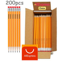 1Box/200Pcs Pencils With Eraser,Pre-sharpened, HB Lead Bulk Box Drawing, Yellow Wood-Cased Pencils For Office,School Supplies