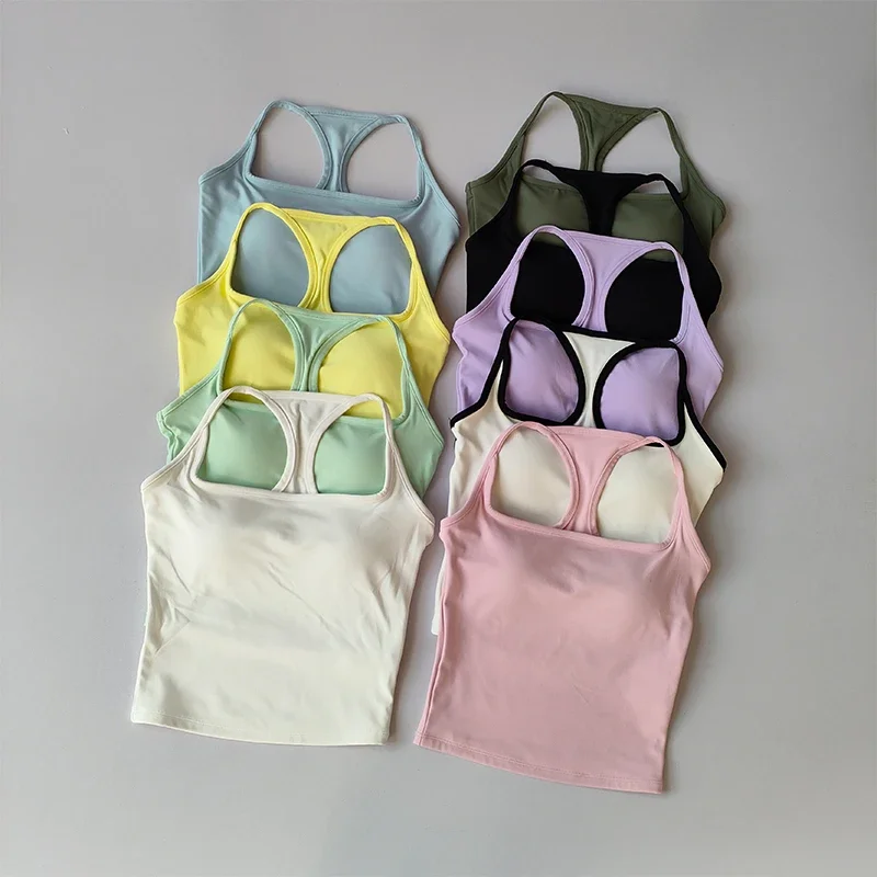 Integrierter stoßfester, farbblockierender I-Rücken, schöner, schnelltrocknender, vielseitiger Pilates-Yoga-Top, Fitness-BH, Damen-Sporttop – Detail 19