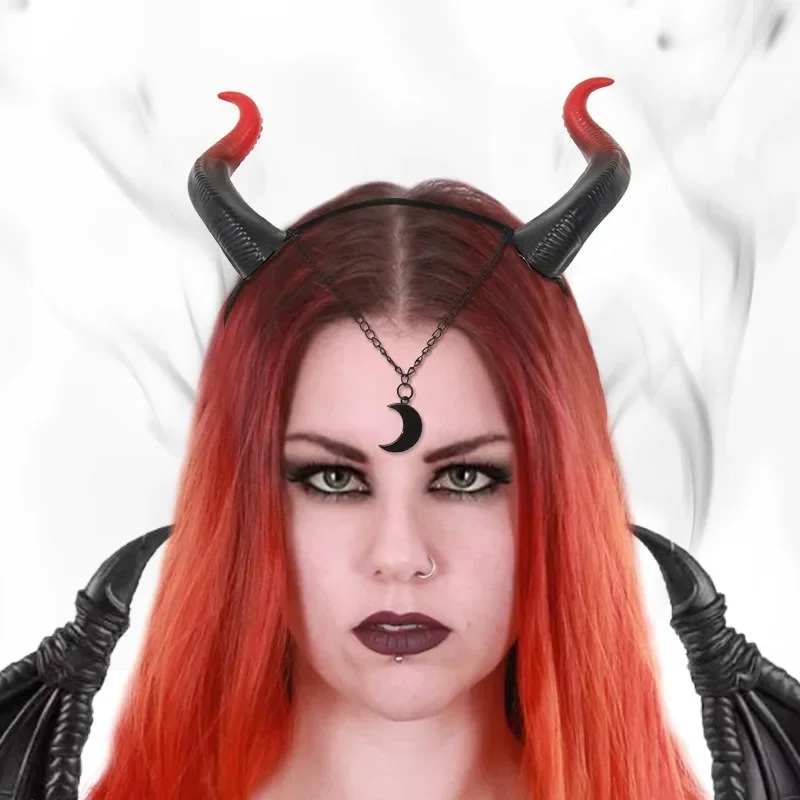 

Вечерние злые демонические повязки на голову с рогом быка, черные и красные альтернативные готические головные уборы, выставка комиксов, аксессуары для одежды