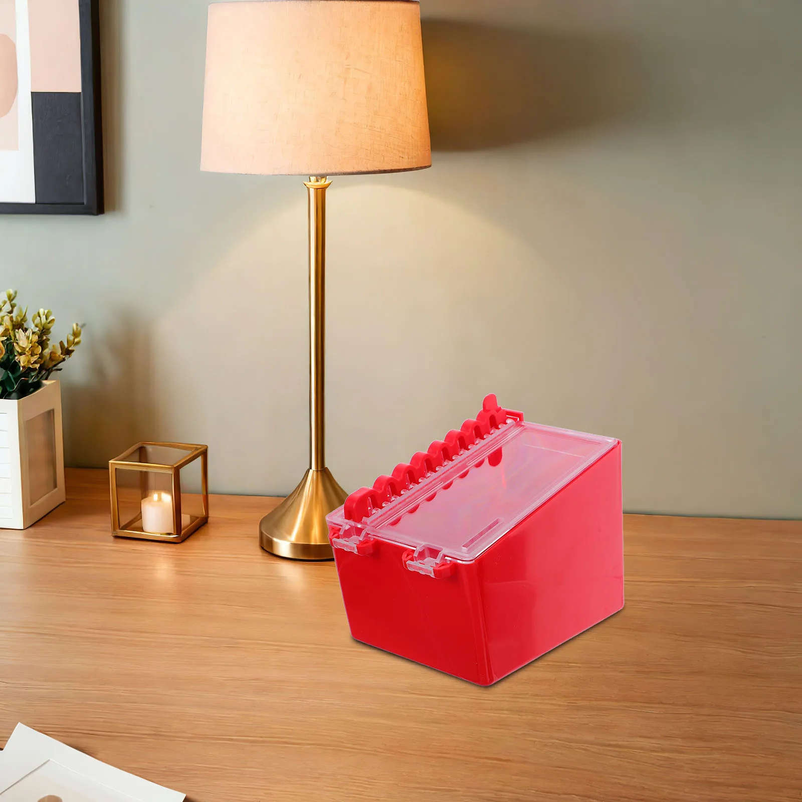 8-Slots Wall Mounted Key Lock Box Red Outdoor with Clear Panel for Keys Organization and Secure Management