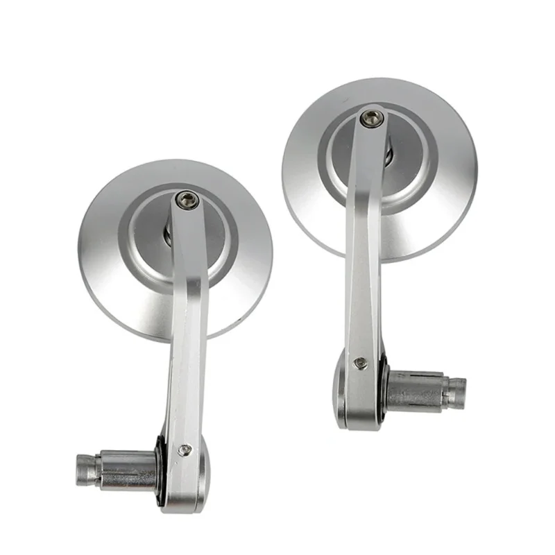 22mm Universal Motorcycle Bar End Rearview Mirrors Rear View Handle Side Mirror CNC Silver 7/8