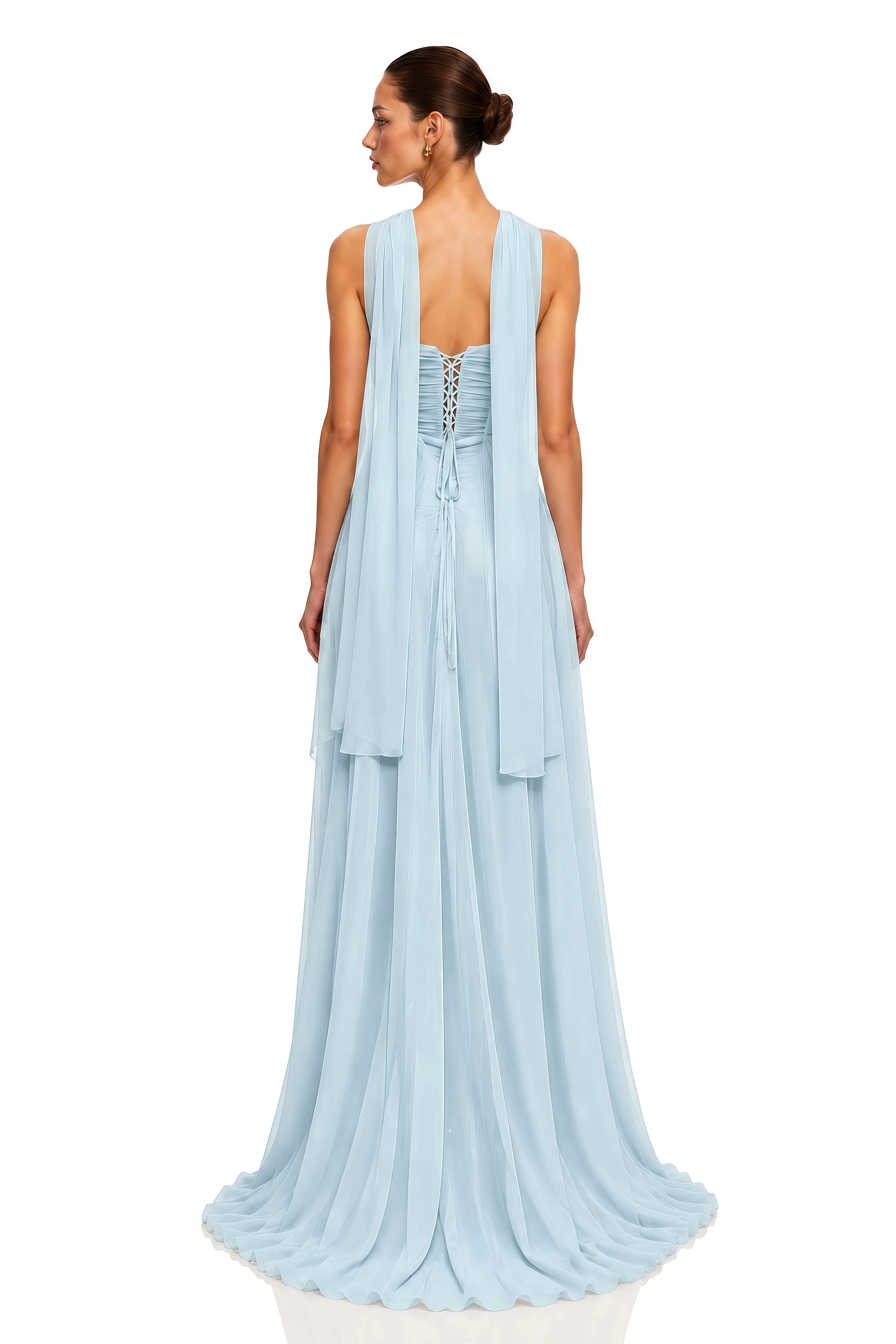 Luxury Blue Sexy Evening Dresses Woman's Mermaid Prom Gowns High Side Split Vestidos De Fiesta Sleeveless Customized فساتين سهرة
