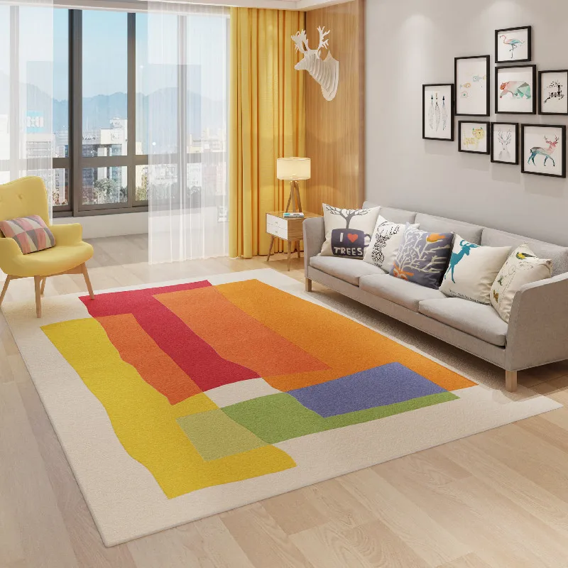 

Dopamine Style Carpet Artistic Colorful Geometric Living Room Decoration Carpets Easy Care Non Slip Bedroom Rug السجاد Alfombra