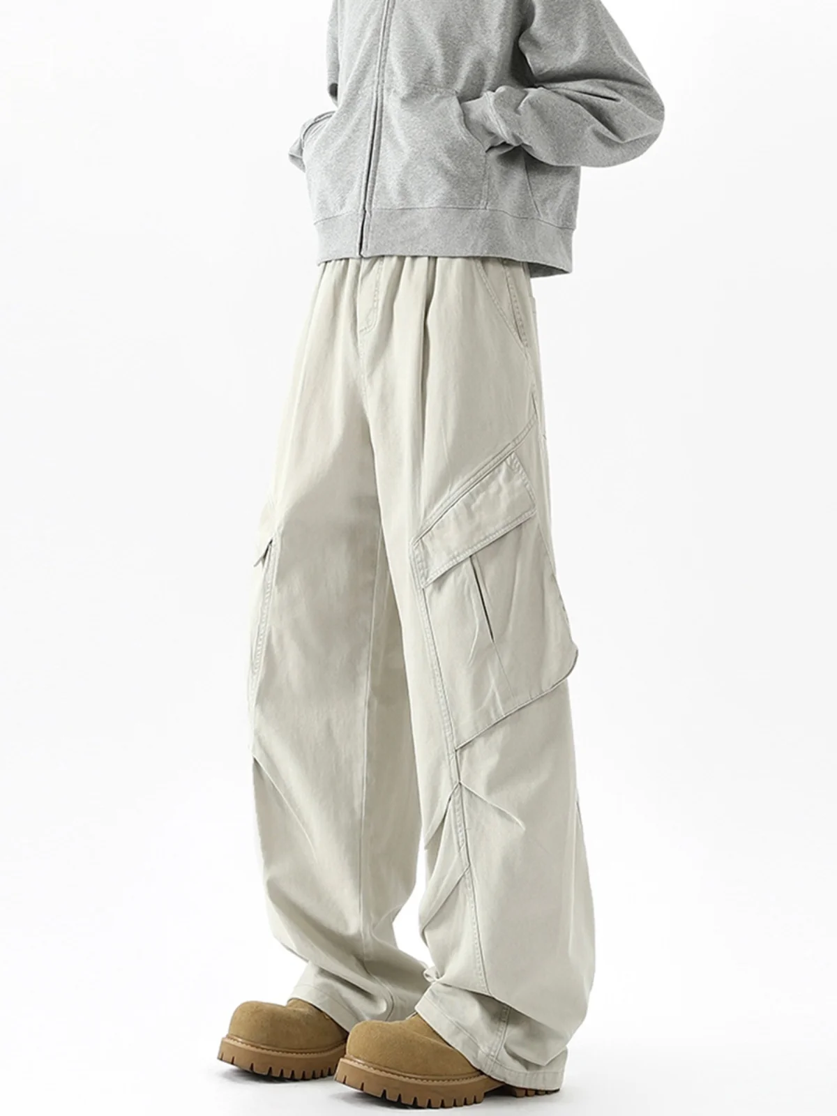 

Брюки-карго цвета хаки с высокой талией для мужчин, осенне-зимние, в стиле десантных брюк, американский уличный стиль, для походов