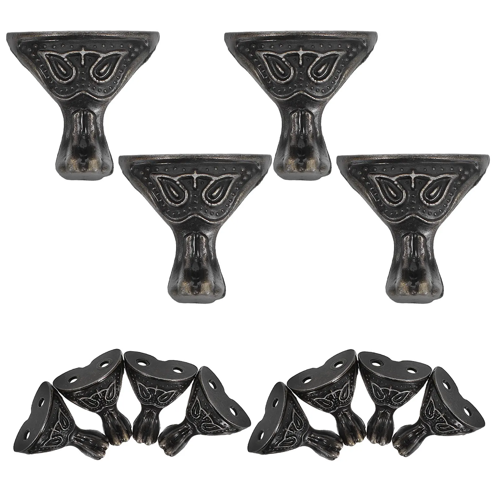 12Pcs Elegant Box Corner Protectors Metal Vintage Jewelry Box Feet Retro Chest Legs Cabinet Corner Guards Storage Case Hardware