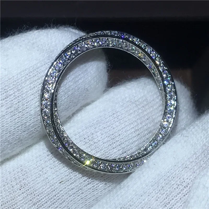 

Cross Jewelry Lovers 925 Sterling Silver Ring Pave Setting AAAAA Zircon Cz Stone Engagement Wedding Band Rings for Women Bridal