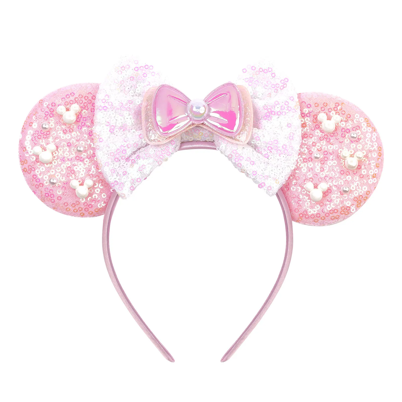 Meerjungfrauen-Mausohren-Stirnbänder, Meerjungfrauen-Serie für Damen, Party-Haaraccessoires, Charakter-Maus-Pailletten-Schleifen-Haarband, Kindergeschenke – Detail 8