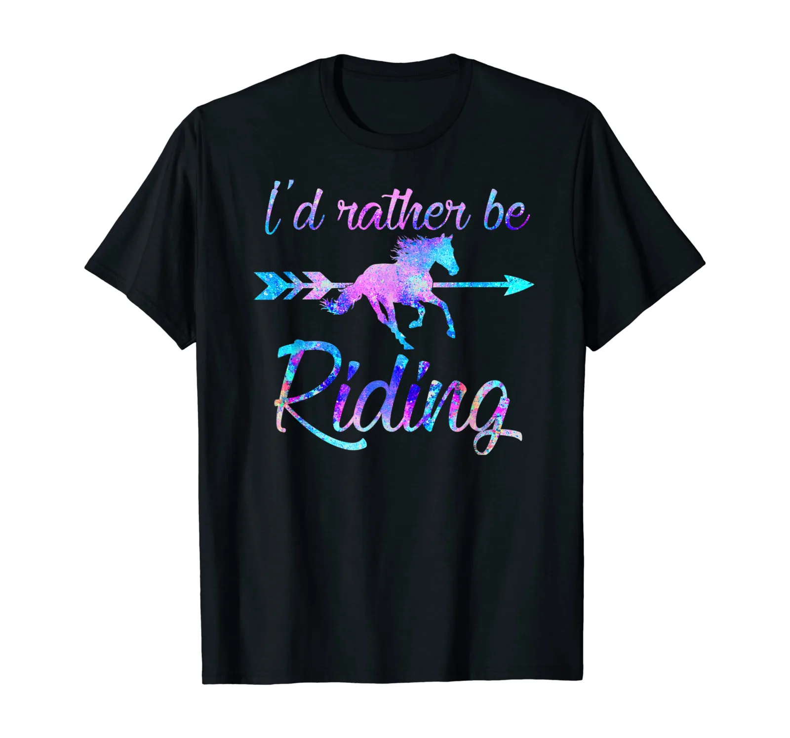 Horse Lover Gift RATHER BE RIDING Equestrian Teen T-Shirt Funny Gift