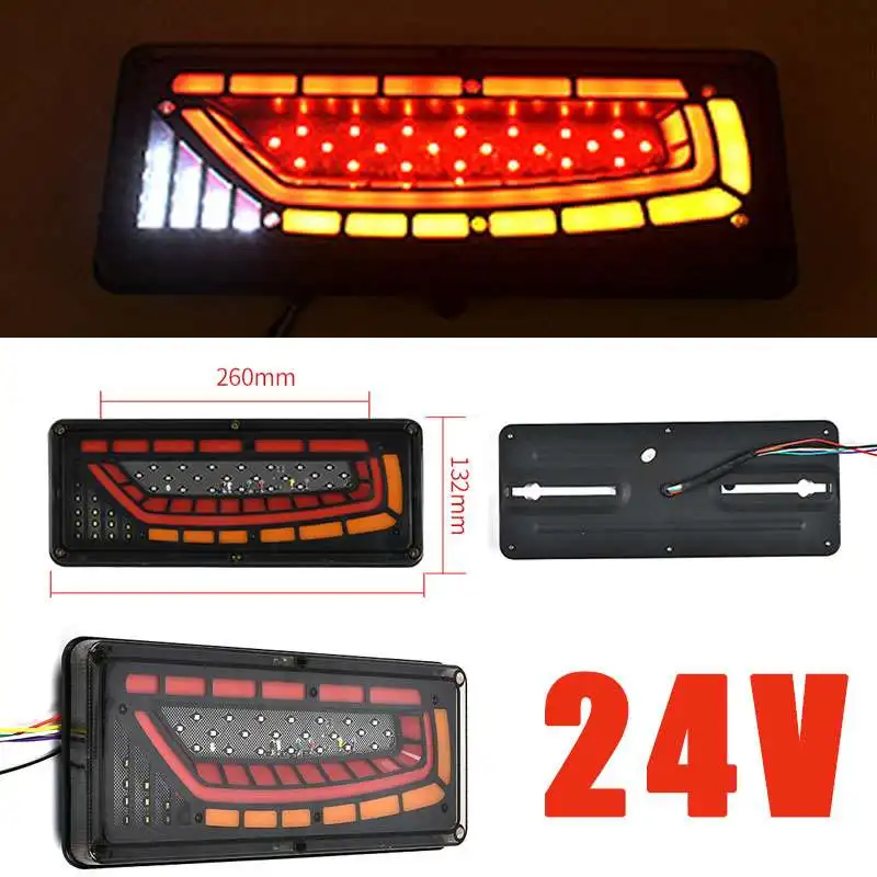 

2PCS 24V LED Universal Truck Tail Light Turn Signal Rear Brake Lights Reverse Signal Lamp for Trailer Truck Car Vans Taillights
