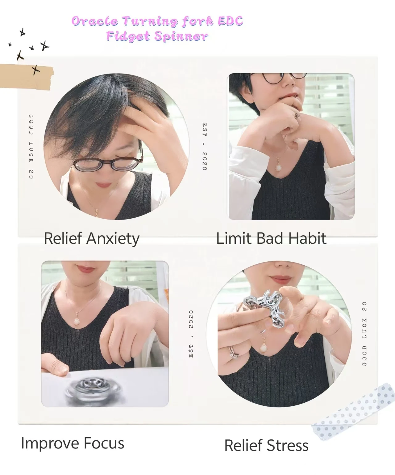 لعبة مكتب جيروسكوب بأطراف الأصابع المرتبطة بالشوكة، هدية مميزة لتخفيف الضغط للأطفال، تخفيف الضغط للبالغين