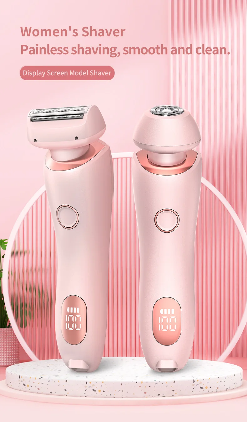 2-in-1-Damenrasierer, elektrischer Damenrasierer, wasserdichter Bikini-Gesichtstrimmer, schmerzlose Haarentfernung für Mädchen, Unterarm, Bein, Körper, Arm – Detail 1