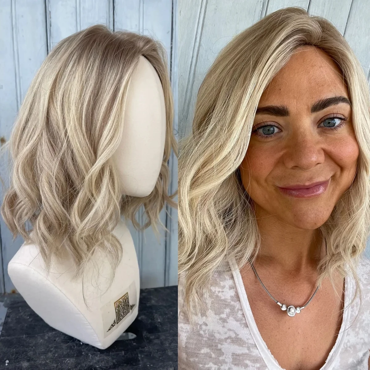 

New In 12 Inches Short Loose Wave Front Lace Wigs Free Part Highlights Ash Blonde Glueless Wigs Synthetic Hair On Clearance Sale