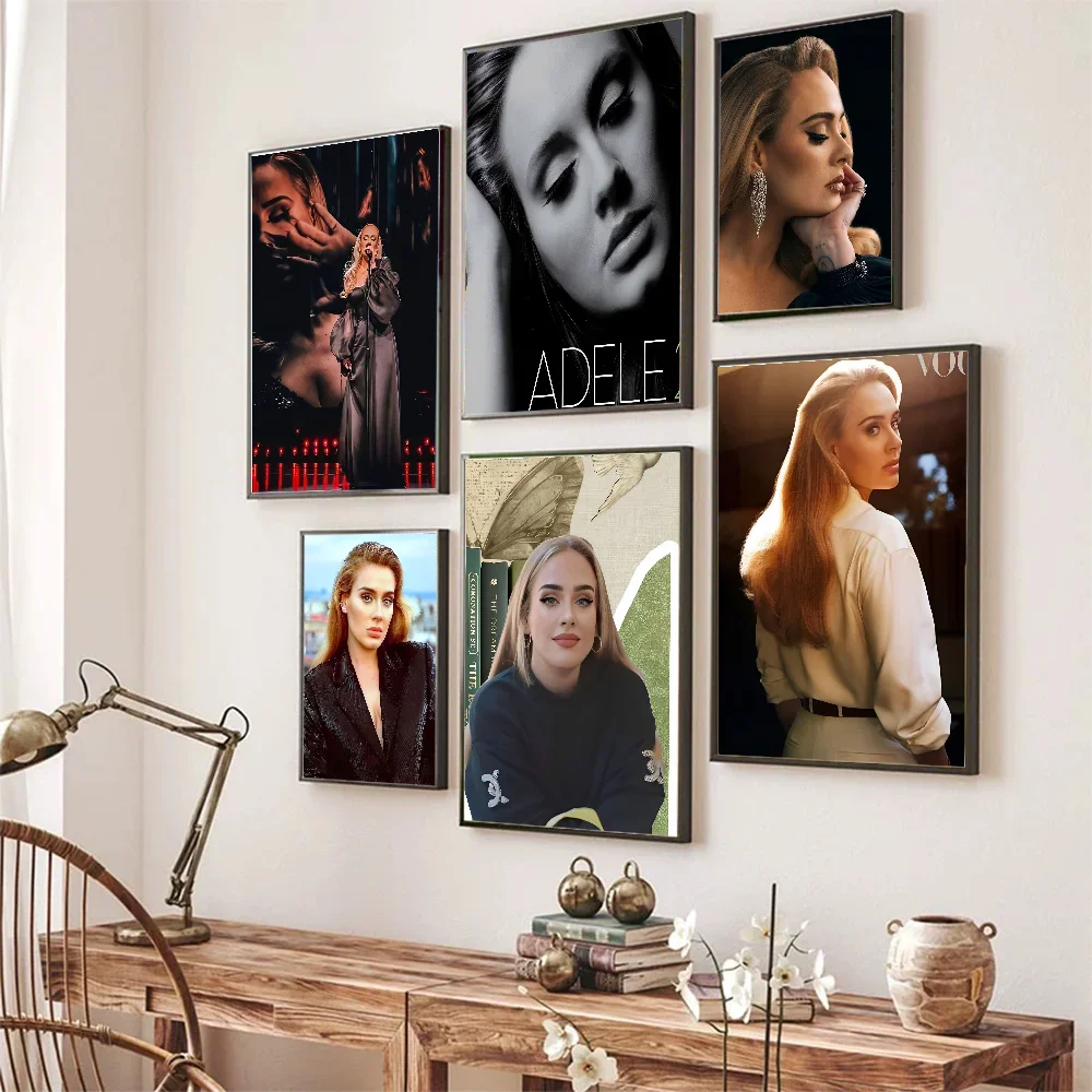 Singer Adele Poster Self-adhesive Art Poster Retro Kraft Paper Sticker DIY Room Bar Cafe Vintage Decorative Painting