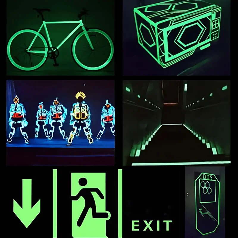 1roll High-Visibility Glow-in-the-Dark Adhesive Tape, Neon Green Reflective Safety Tape for Nighttime Use, Security, Home Decor