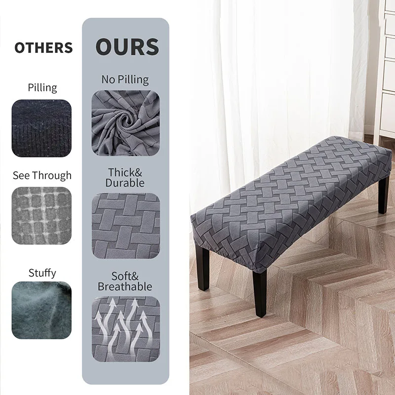 Nordic Cross Pattern Bench Covers Solid Color Dustproof Elastic Long Chair Slipcover Soft Durable Dust Cover for Living Room
