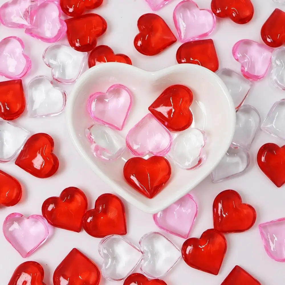 250Pcs DIY Decoration Valentine's Day Decorations 3D Heart Shaped Scatter Crafts Love Heart Ornaments Flat Back Rhinestone