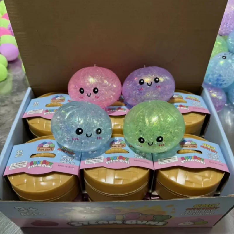 Squishy Steambunz Stressabbau-Spielzeug mit Glitzerperlenfüllung, simulierter Dampfbrötchen-Entspannungshelfer für Erwachsene zur Linderung von Angstzuständen und zur Stimmungsverbesserung