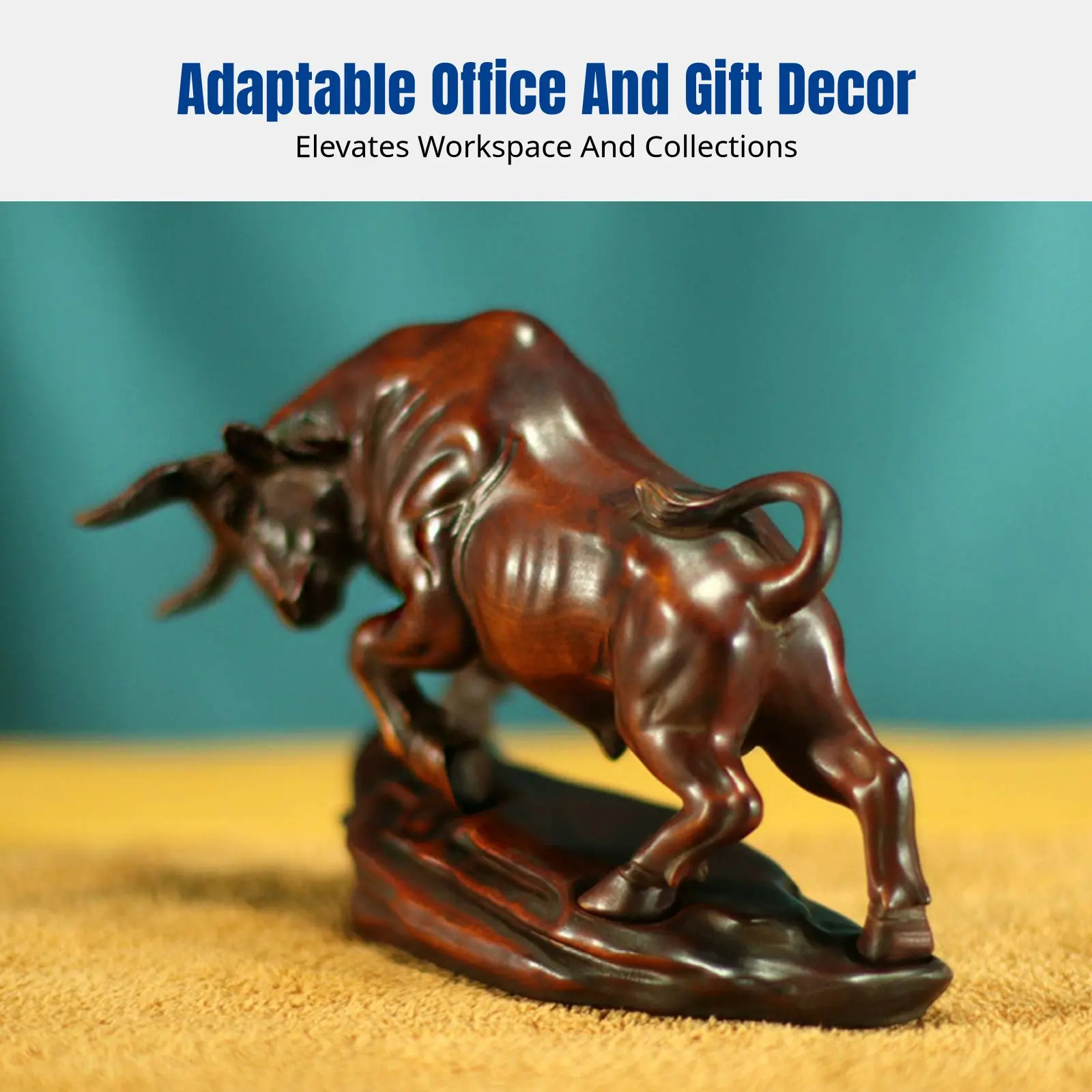 

Boxwood Zodiac Ox Statue, Wooden Ox Sculpture, Antique Office Desk Decor, Hand-Carved Art Piece, Prosperity Symbol