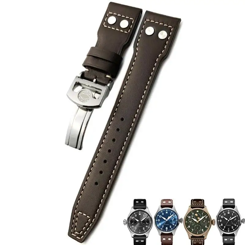 

20mm 21mm 22mm Rivet Calfskin Leather Watch band Fit for IWC watch Big PILOT IW5009 SPITFIRE IW3777 Le Petit Prince Mark strap