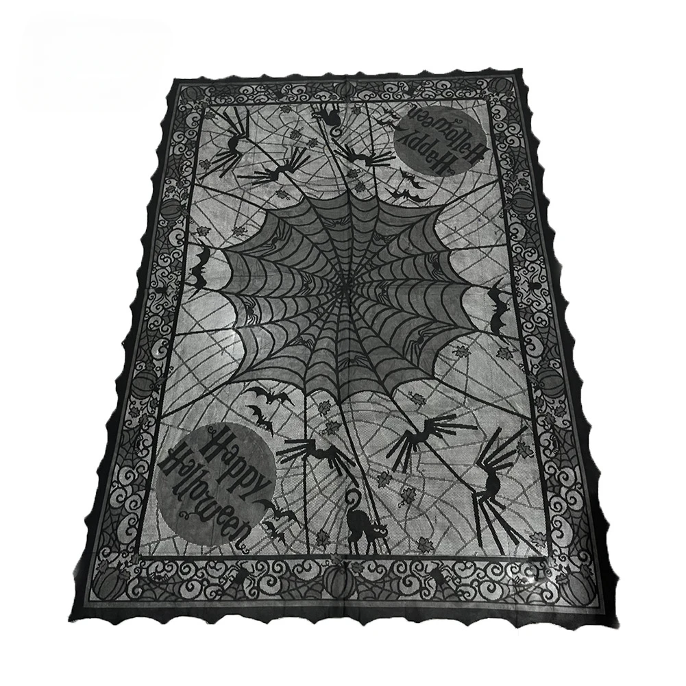 Halloween Tischdecke schwarze Spitze Spinne Tischdecke Halloween quadratische Tischdecke Halloween-Stil dekorative Stoff dekorative Requisiten