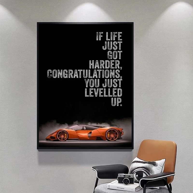 Success Motivational Quote Supercar Diamond Inspirational Print Art Canvas Poster For Living Room Decor Home Wall Picture