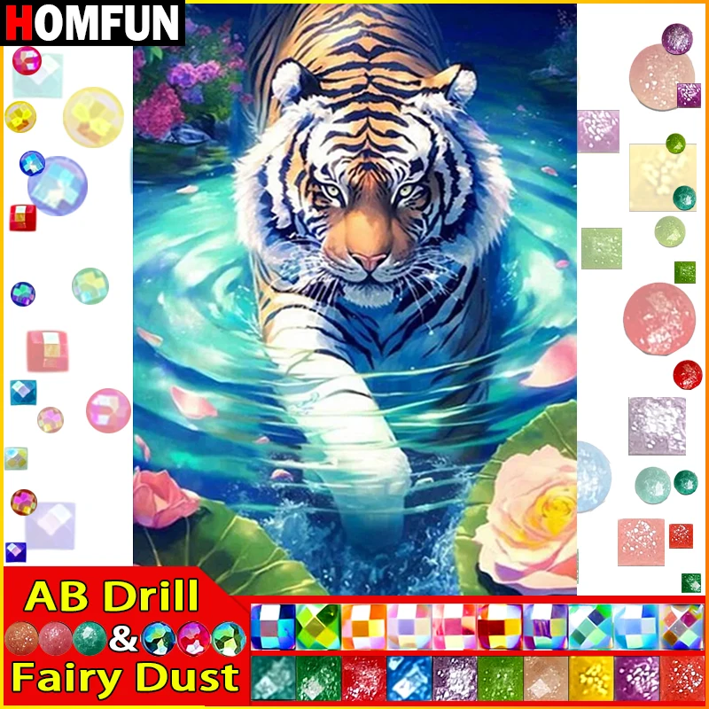 HOMFUN Fairy Dust AB Diamond Painting Cross Stitch Pattern 5D Diamond Embroidery 