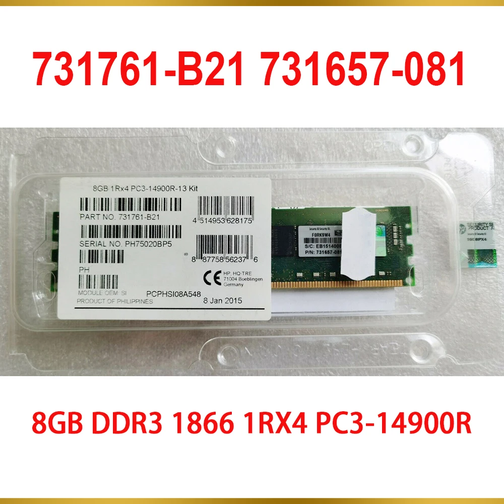 1PCS Server Memory 731761-B21 731657-081 735303-001 8GB DDR3 1866 1RX4 PC3-14900R