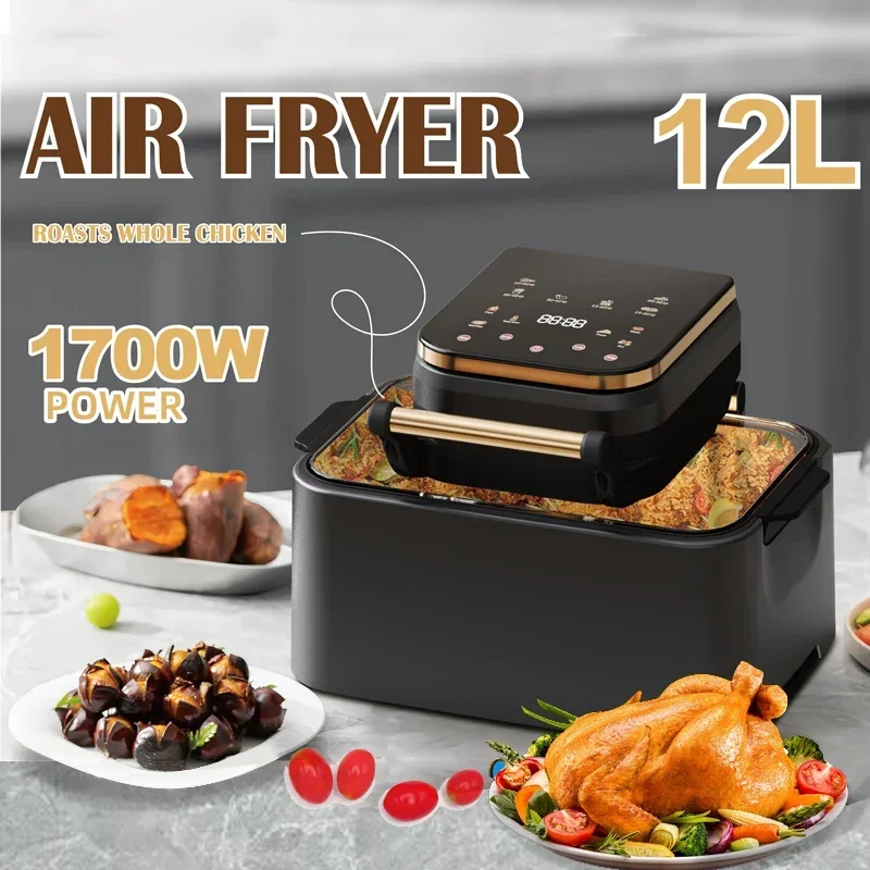 12L Visible Air Fryer PP Plastic Galvanized Shell 1900W Touch Control Air Fryer Electric with Aluminum Handel