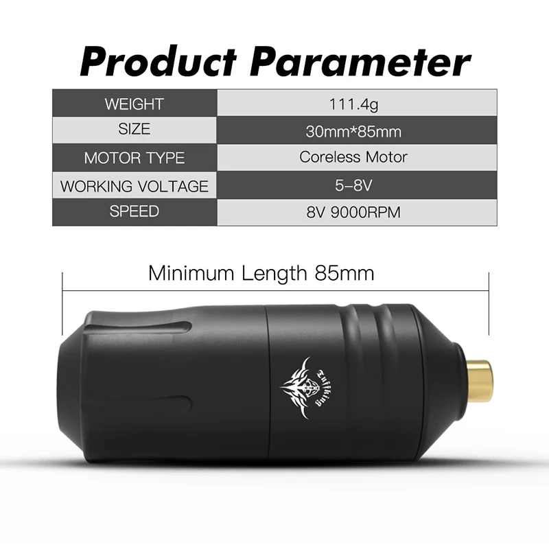 Tattoo Machine Set Wireless Tattoo Power Supply 8V 9000Rpm RCA /DC Interface Professional Rotary Tattoo Battery Pen Gun Kit