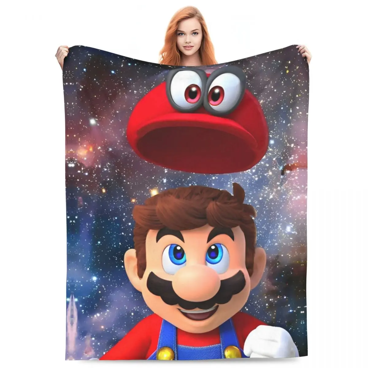 Cartoon M-marioes Super Warm Blanket Airplane Travel Plush Throw Blanket Funny Couch Chair Flannel Bedspread Sofa Bed Cover