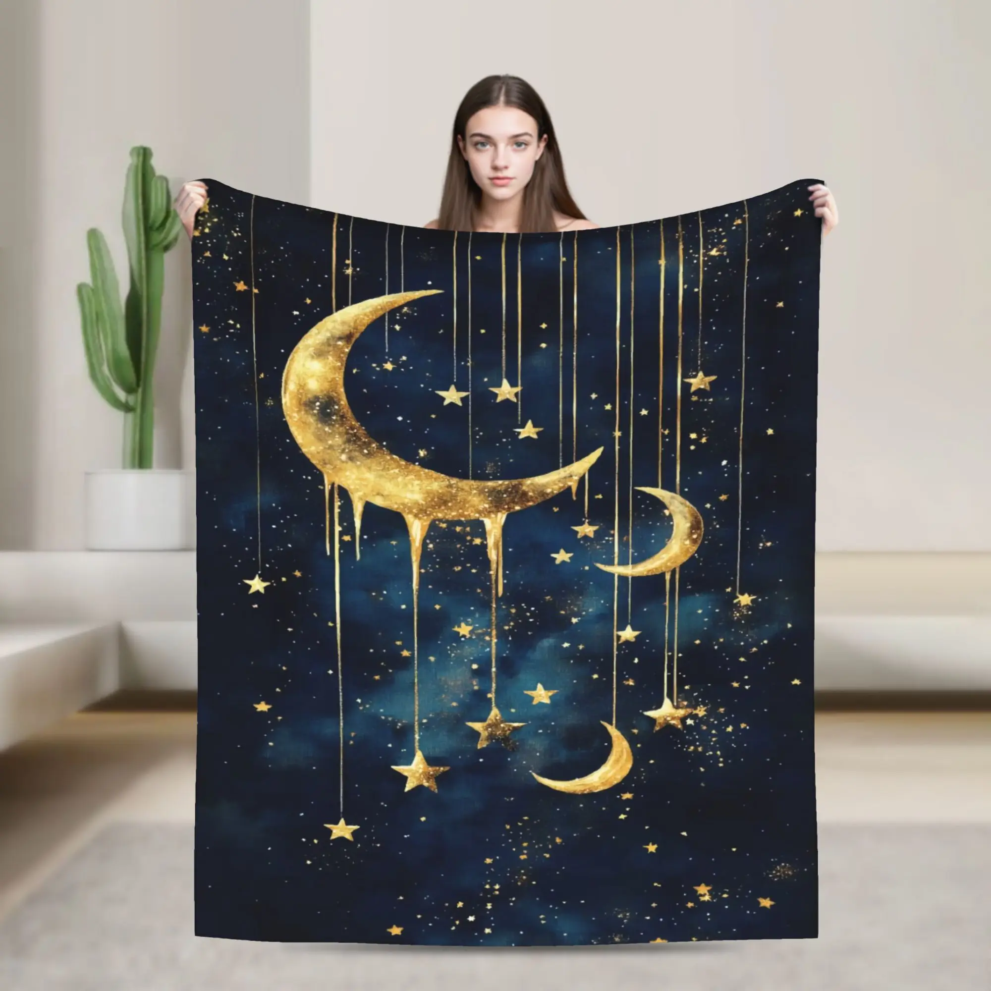 Blanket Astrology Zodiac Moon and Stars Blanket, Purple Witchcore Decor Gothic Couch Blanket Cozy Gift